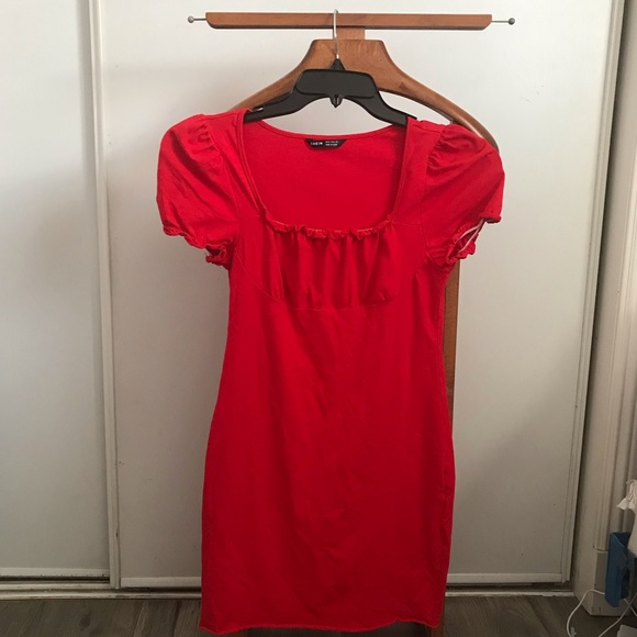 Red Ruffle Sleeve Dress - Picture 3 of 3